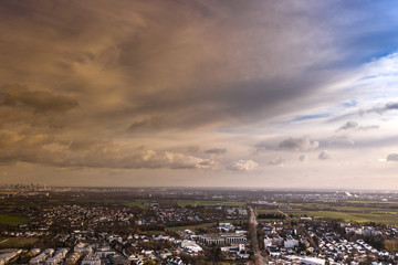 Aerial view of a factory during the working day. Frankfurt am Main Germany 28.11.2019.