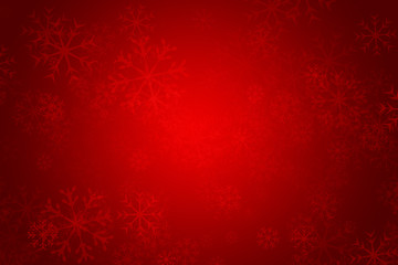 Naklejka na ściany i meble Fondo rojo navideño con copos de nieve.