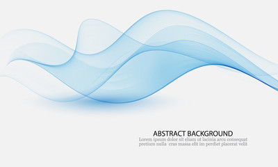 Abstract vector background, blue transparent waved lines. smoke wave.