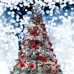 Christmas tree against a glittery luminous background