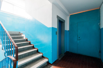 Russia, Moscow- July 23, 2019: interior room apartment. stairs, steps