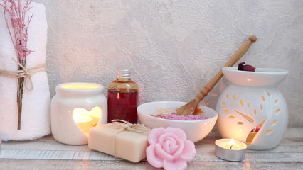 Beautiful time with spa treatments on a vintage background-Image