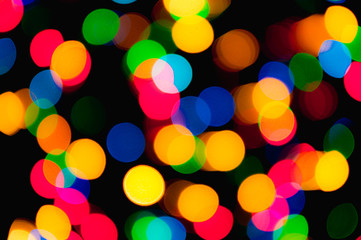 Christmas garland with colorful lights.