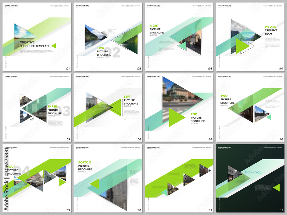 Wall mural minimal brochure templates with colorful triangles, triangular shapes. covers design templates for s