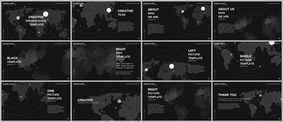 Presentation design vector templates, multipurpose template for presentation slide, flyer, brochure cover design, report presentation. World map concept backgrounds with world map infographic elements