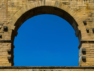Close up of a single arch of Pont-du -Gard.