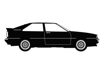Obraz na płótnie Canvas Classic car. Silhouette of a vintage car. Side view. Flat vector.
