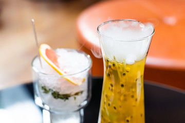 Steamy Passion Fruit Juice. Refreshing Summer Drink.