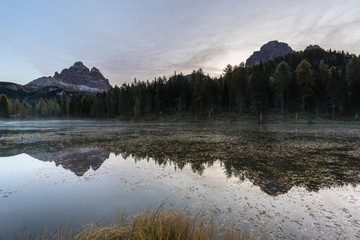 Dolomites: Dawn of color in Lake Antorno!