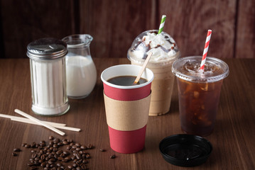 variety of coffee drinks, cafe image