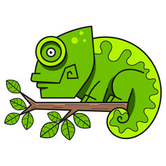 Chameleon On A Branch , Vector Illustration. Suitable For Greeting Card, Poster Or T-shirt Printing.