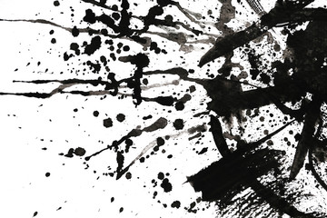 Fototapeta premium Abstract black ink texture Japan style on a white background.