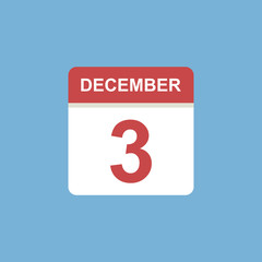 calendar - December 3 icon illustration isolated vector sign symbol