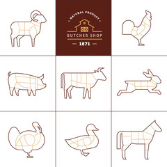 Set a schematic view of animals for the butcher shop.