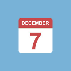 calendar - December 7 icon illustration isolated vector sign symbol