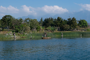 Fishing Mayan style off the shore of Santiago on Lake Atitlan