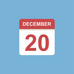 calendar - December 20 icon illustration isolated vector sign symbol