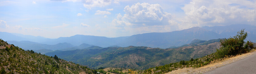 Fototapeta na wymiar Panoramic view of Albanian mountains.