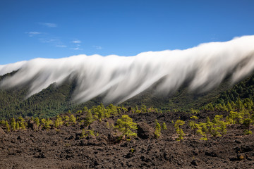 Cloud waterfall of La Palma