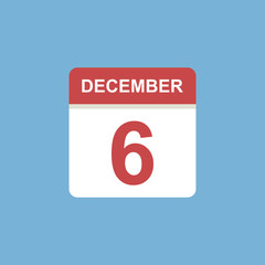 calendar - December 6 icon illustration isolated vector sign symbol