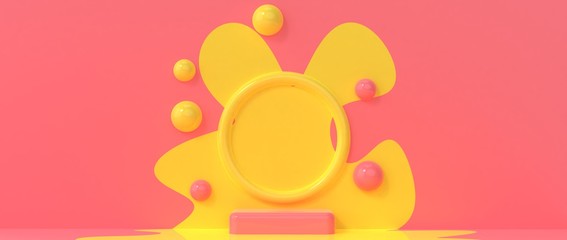 Diseño de fondo para presentación de producto de diseño. Ilustración con combinación de formas, materiales, colores y elementos geométricos. 