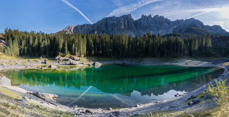 Dolomites: reflections in Lake Carezza!