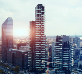 Obraz premium reflection of new modern district in Milan