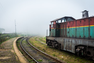 Fototapeta na wymiar Old train on railway