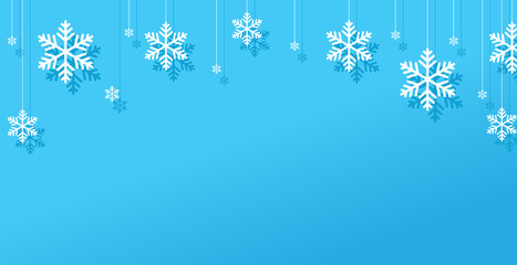 Snow frost effect on blue background. Vector Illustration. Abstract bright white shimmer lights and snowflakes. Scatter falling round particles.