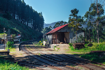 Railway station in the morning