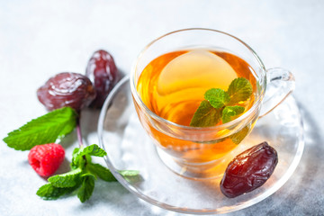 Mint tea with dates. Arabic style