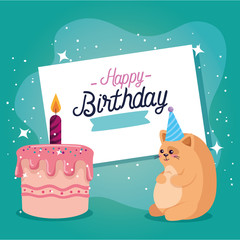 Cat cartoon design, happy birthday celebration decoration party festive and surprise theme Vector illustration