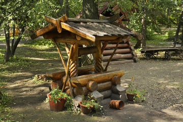 Wooden draw-well near Kungur Ice Cave. Perm Krai. Russia