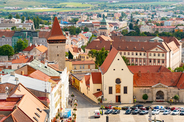 Naklejka premium Beautiful picturesque cityscape of historic medieval town Znojmo, Czech Republic, Europe