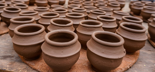 Fototapeta na wymiar Handmade Clay pots 