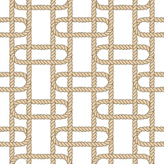 Seamless nautical rope pattern, beige on white