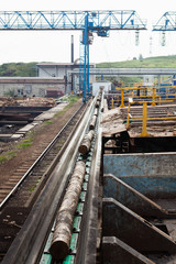 Log transportation on an automatic line in the plywood factory