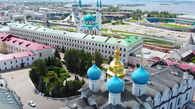 Cathedral Annunciation, Kazan Kremlin, Mosque Kul Sharif (Russia, aerial view)