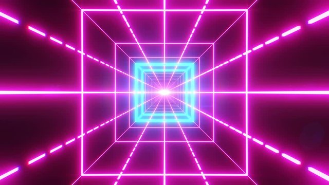 abstract background, ultraviolet neon grid, virtual reality tunnel, abstract geometric background, cyber space, 80s