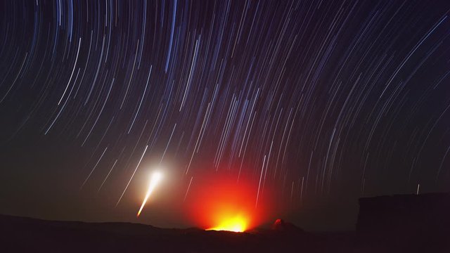 Stars over Erta Ale volcano. Ethiopia