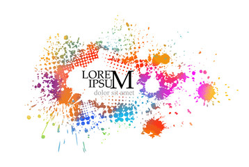 Fototapeta premium Multi-colored spots of paint on a white background. Grunge frame of paint. Vector illustration.