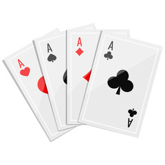 Aces four of a kind poker icon vector illustration with shadows isolated on white background.