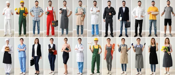 Poster Collage with people in uniforms of different professions © Pixel-Shot