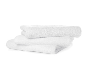 Fototapeta na wymiar Stack of clean towels isolated on white