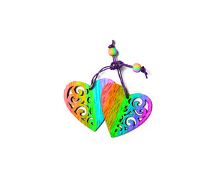 Two rainbow hearts.Unisex love. Bisexual, gay and lesbian relationships. LGBT PERSON