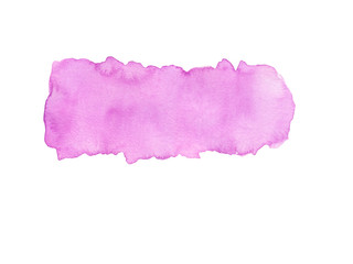 Pink abstract strip of watercolor background, wet smear. Pastel colored background with free space for text