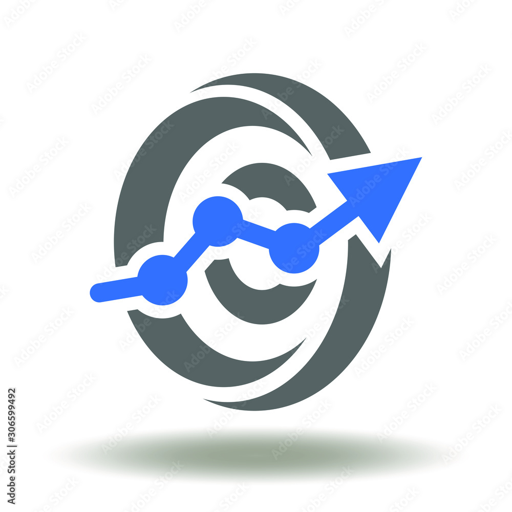 Poster predictive analytics financial data forecasting future gain report logo. growth chart portal icon ve