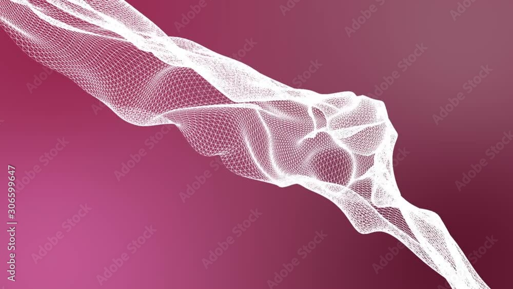 Poster slow moving white mesh figure. abstract animation. 3d render