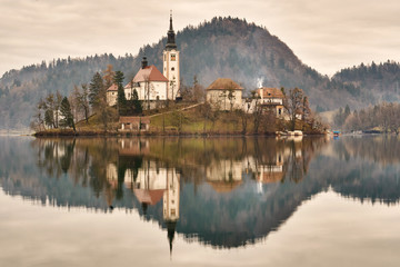 Church on lake Bled island