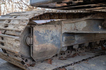 Tractor tracts on construction equipment